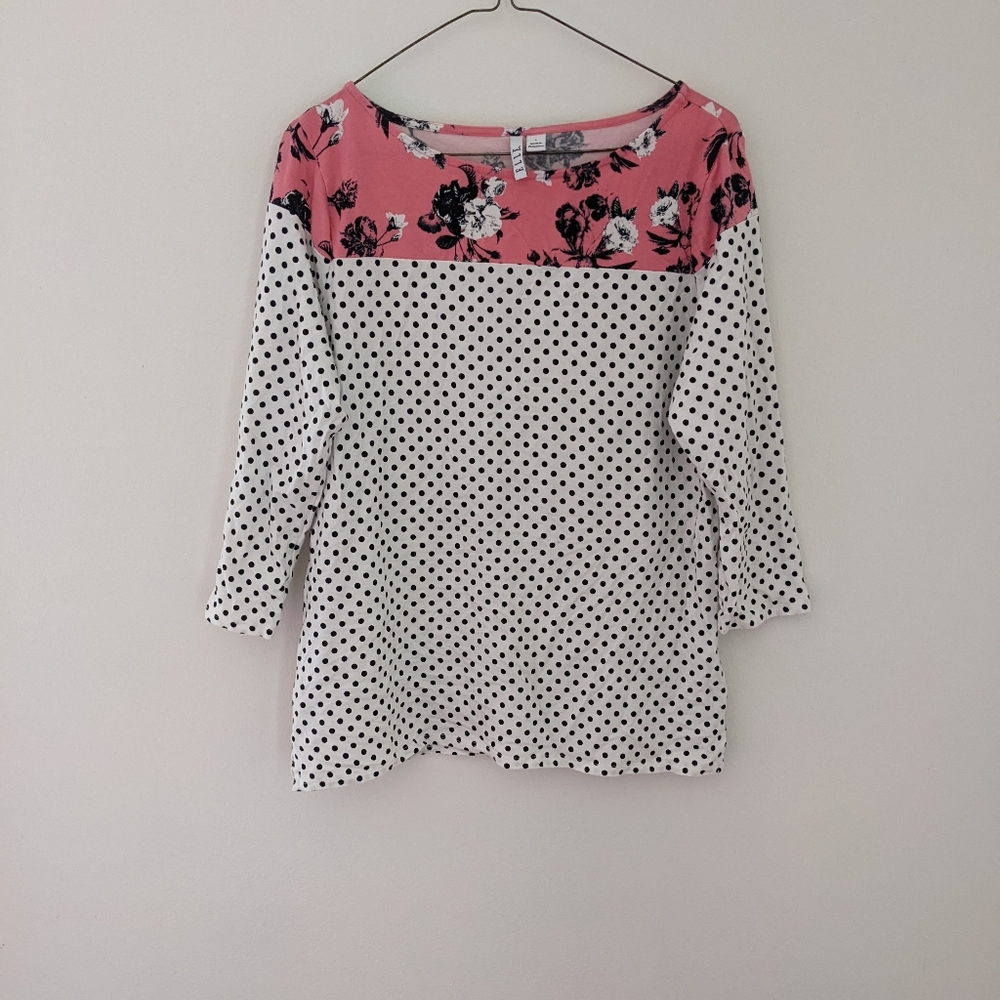 Elle Mixed Print Shirt, Size L